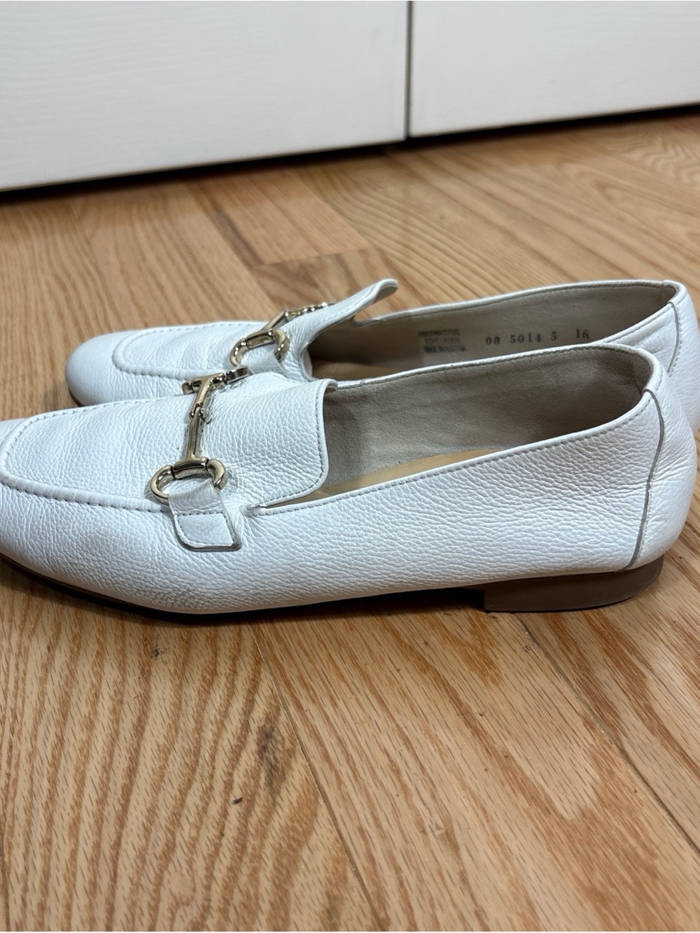 Paul Green White Leather Slip-On Loafers